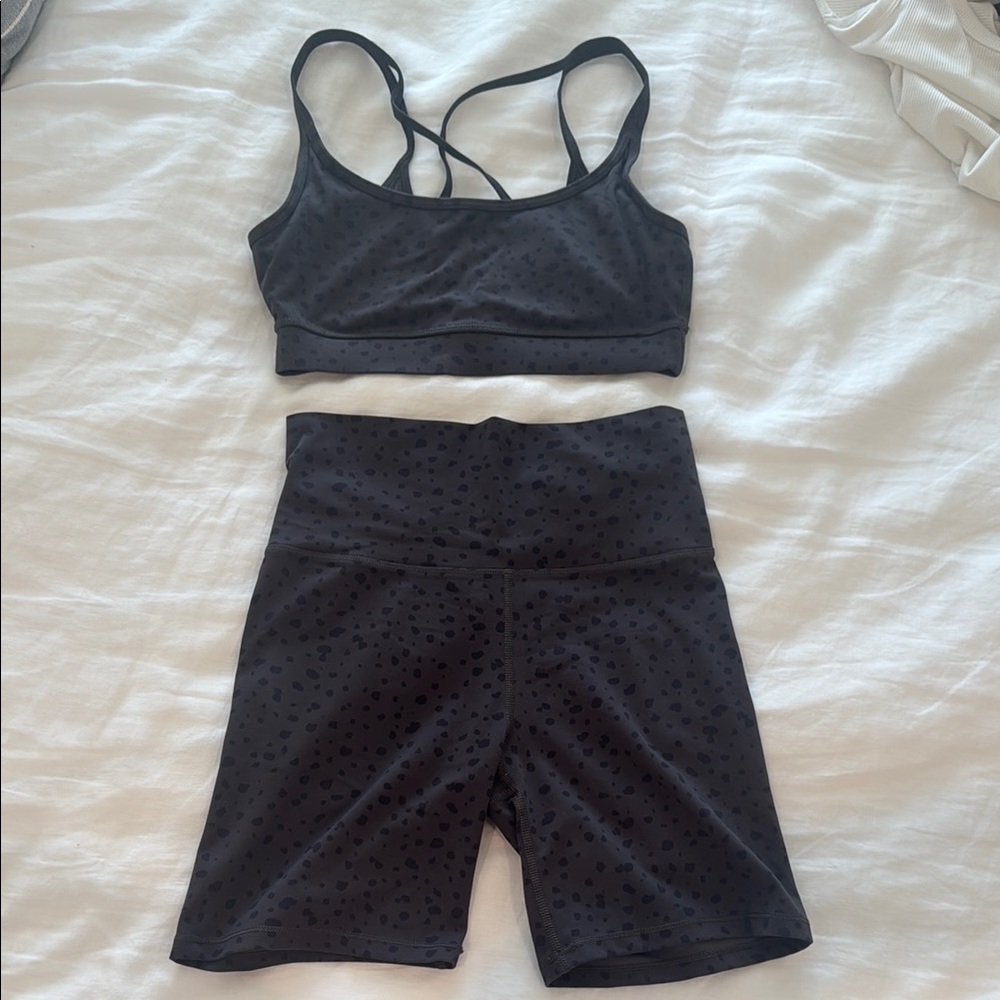 Vuori Black Sports Bra and Shorts Set